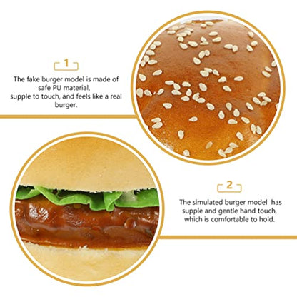 Sewroro 2 Pcs Fake Burgers Pu Artificial Burger Props 3.74 X 3.74 X 2.95 in Simulation Food for Photography Props Shop Burger Decors Display Food Decor Party and Kids Toy