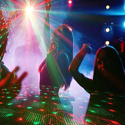 LED Disco Ball Light, Stage Laser Light, 4 Lens Laser Show, 2 Strobe Eyes Effects, Sound Activated, Remote Control, for Home Parties Holiday Christmas Birthday Wedding Karaoke DJ Club Bar Pub, Black