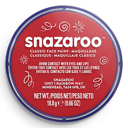 Snazaroo Classic Face and Body Paint, 18.8g Pot, Bright Red | Non-Toxic Hypoallergenic, Safe, Washable, Face & Body Paint for Halloween, Cosplay Costumes, Dress Up, Parties and Festivals - color: Bright Red, style: 18.8g (0.66-oz) Pot