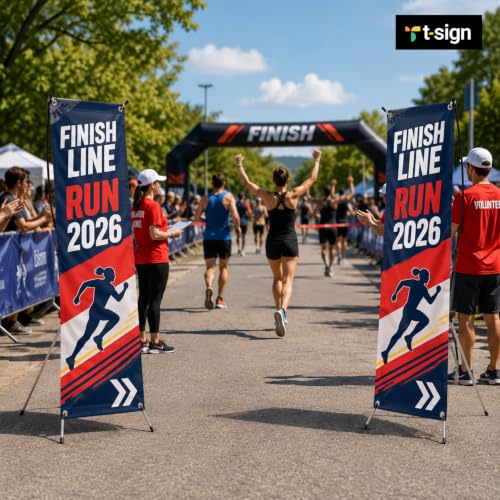 T-SIGN X Banner Stand, Banners & Signs for Business - 23inch x 63inch to 32inch x 78inch Adjustable Banner Holder - Portable Retractable Banner with Bag - Banner for Trade Show & Display (Pack of 2) - size: 2 Pack