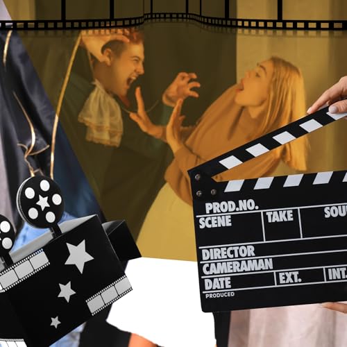 Affrolling 2 Pcs Movie Night Party Paper Box Decorations 11.8 Inch Movie Theater Decor Prop for Party Red Carpet Paper Projector Sign Film Theater Decor for Night Home Supply