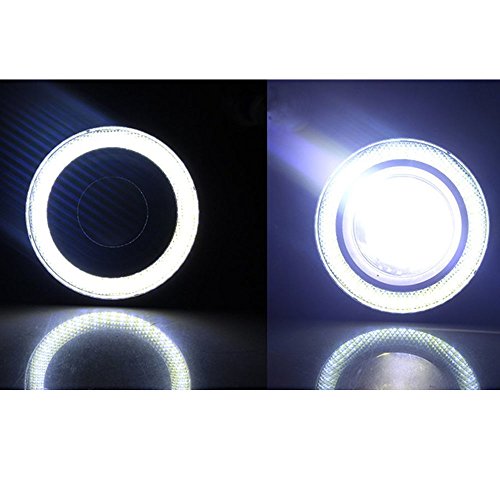 ESUPPORT 2Pcs 2.5" 12V 30W COB LED Fog Light Projector Car White Angel Eyes Halo Ring DRL Lamp Headlight Driving Bulbs - color: 2.5" White Light