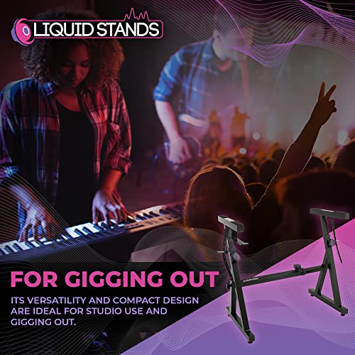 Liquid Stands Piano Keyboard Stand - Z Style Adjustable and Portable Heavy Duty Music Stand for Kids and Adults -Fits 54-88 Key Electric Pianos - Sturdy Musical Keyboard Stand (Black) - color: Black