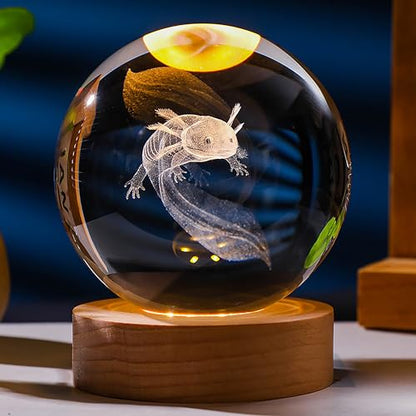 3D Axolotl Gifts for Women Crystals Ball 60mm- Axolotl Figurines Decor Glass Animals Figurine Animal Stuff for Room Birthday for Best Friend Lovers Keepsake Paperweight - style: Axolotl