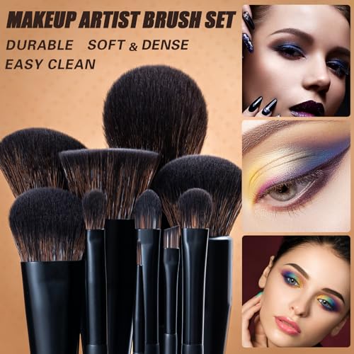 LORYP Black Makeup Brushes Set 21Pcs Powder Blush Foundation Concealer Highlighter Brush Vegan Pro Face and Eye Brush Kit - color: Matte Black