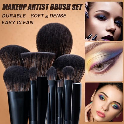 LORYP Black Makeup Brushes Set 21Pcs Powder Blush Foundation Concealer Highlighter Brush Vegan Pro Face and Eye Brush Kit - color: Matte Black