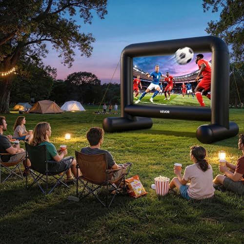 VEVOR Inflatable Movie Screen, 14 ft Outdoor Inflatable Projection Screen with Portable Storage Bag, Front/Rear Projection, Easy Set Up, Blow Up Screen for Outdoor Backyard Movie Night, Theme Parties