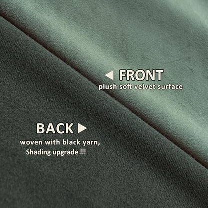 YOFUN Sage Green Velvet Blackout Curtains 2 Panels Set, 84 inches Long Grommet Top Thermal Insulated Velvet Drapes for Living Room/Hallway/Dining/Holiday Party, W52 x L84 in - color: Sage Green, size: 52"W x 84"L (Pack of 2)