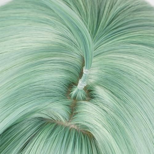 Anime Green Long Wigs with Bangs Women flipped out Wig Jellyfish-Head Adult COS Game Huo Fox Cosplay Wigs Halloween,Christmas,Comic con,Game Show,Party - color: Green white