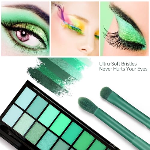 Eye Makeup Brush Set, 6 Pcs Professional Blending Eyeshadow Makeup Brushes for Concealer Eyebrows Eyeliner, Soft Hairs & Wood Handle (green)… - color: green 6pcs