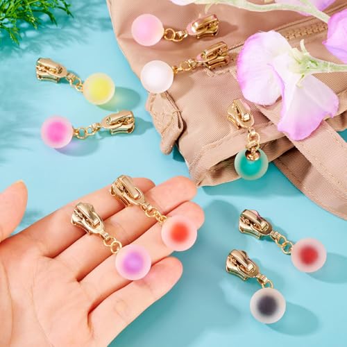 Sparkeads 9Pcs Round Alloy Resin Zipper Replacement Slider,Cute Zippers Sliders for Sewing,Metal Zipper Pull Replacement for DIY Tailor Craft Bag Luggage Clothing Wallet Costume Jacket Supplies-Ball - style: Ball