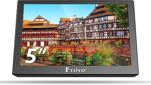 Eyoyo 5 inch Monitor, 800x480 Mini TFT LCD Screen Small Camera | Video Monitor 1/4 Screw Hole with HDMI/VGA/AV Video Input for Car PC DVD DVR CCD DSLR-140° Wide Angle Metal Housing - style: 5 inch monitor