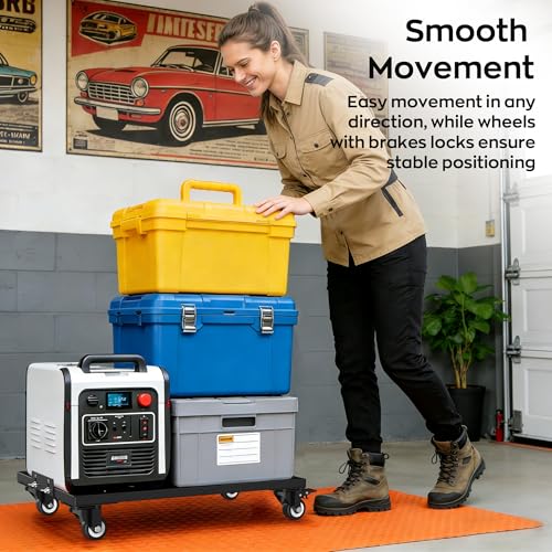 IMAYCC 1200LBS Furniture Dolly, Heavy Duty Furniture Movers with Wheels, Moving Dolly with Lifttable Baffles & Brakes, Reinforced Steel Frame & All-Terrain Wheels for Appliance Dolly - size: 1 Pack