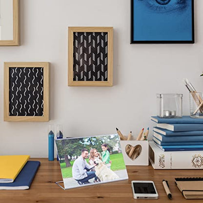 Soaoo 50 Pcs Acrylic Picture Frames Bulk 4 x 6 Inch Plastic Sign Holder Clear Frame Horizontal L Shape Acrylic Photo Slanted Back Plastic Picture Display Stand Flyer Holder for Office Home Desktop