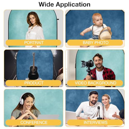Kate Collapsible Backdrop Pop Up Photo Backdrops Blue Folded Background for Headshot, for Portrait Photography, for Video, 5x6.5ft | 5x6.5ft(1.5x2m) Blue Folding Collapsible Backdrop for Headshot, Portrait Photography, Self Tape, Video, Broadcast