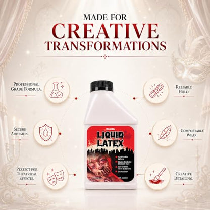 Kangaroo 14 oz Liquid Latex Skin Body Paint Special Effects for Cosplay | Professional Grade Liquid Latex SFX Makeup Prosthetics for Cosplay, Theater & Film - Creates Fake Scars, Zombie Makeup Skin