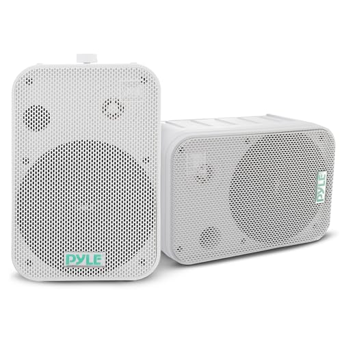Dual Waterproof Outdoor Speaker System - 6.5 Inch Pair of Weatherproof Wall/Ceiling Mounted Speakers w/Heavy Duty Grill, Universal Mount - for Use in the Pool, Patio, Indoor - Pyle PDWR50W (White) - color: White