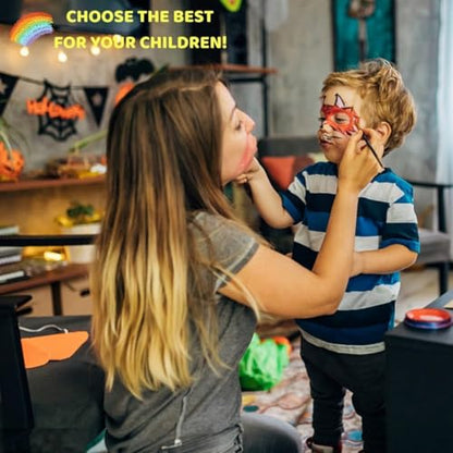 Face Painting Kit for Kids, Rainbow Split Cake Face Paint, Water Activated Facepaint Makeup Kit - One Stroke Non Toxic Rainbow Face Body Paint Set Halloween Christmas Makeup
