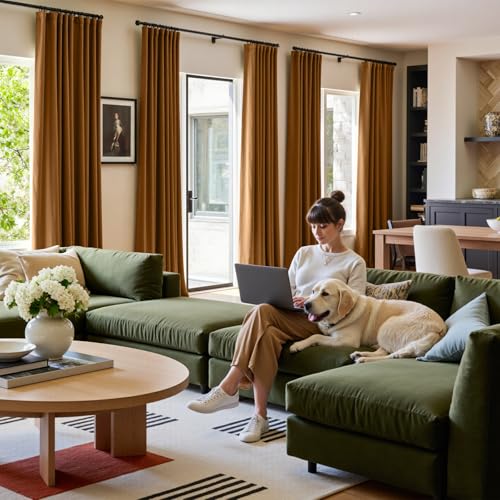 Lazzzy Extra Long Golden Brown Velvet Curtains 52×120 Inch 2 Panels | Soft Velvet, For Tall Windows & High Ceilings, Light Shifting Texture, Elegant Luxury Drape, Rich, Rod Pocket - color: R | Gold Brown, size: 52"W x 120"L (Pack of 2)