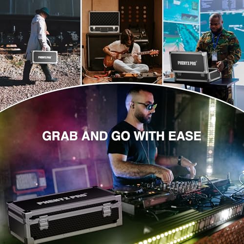 Phenyx Pro Large Carrying Case with Customizable Pre-Diced Foam PCSE-L | Aluminum Alloy Frame, Large Gear Storage, Quad-Channel Wireless Mic Systems, Camera Gear Transport - size: Large (20.3×10×5.9 Inch)