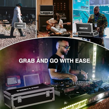 Phenyx Pro Large Carrying Case with Customizable Pre-Diced Foam PCSE-L | Aluminum Alloy Frame, Large Gear Storage, Quad-Channel Wireless Mic Systems, Camera Gear Transport - size: Large (20.3×10×5.9 Inch)