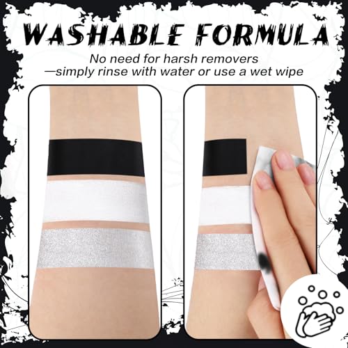 BOBISUKA Metallic Silver Face Paint Stick, Highly Pigmented Full Coverage Washable Cream Face & Body Paint for Halloween Skull Goth Robot Galaxy Cosplay SFX, Sports Eye Black Looks & Costume Party - color: Silver
