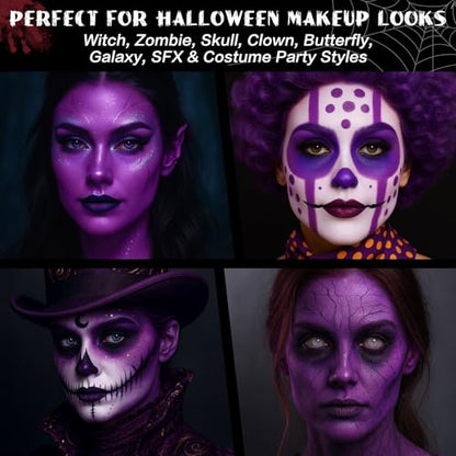 BOBISUKA Purple Face Paint Stick, Highly Pigmented Full Coverage Washable Cream Face & Body Paint for Halloween Witch Zombie Clown Butterfly Galaxy Cosplay SFX, Sports Eye Black Looks & Costume Party - color: Purple