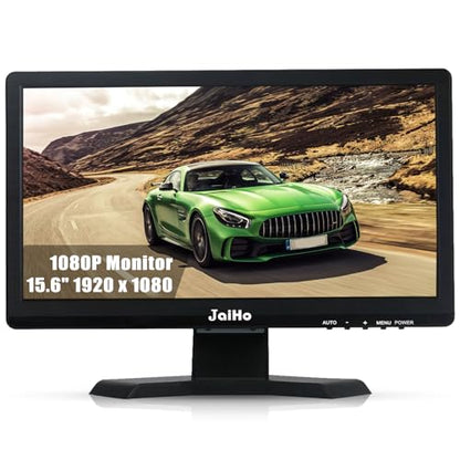 JaiHo 15.6-Inch Professional Security Monitor, 1920x1080P CCTV Screen with Metal Housing, BNC HDMI VGA AV USB, Industrial Display for DVR NVR System, 24/7 Reliable Security Surveillance - color: 15.6 inch 1920×1080
