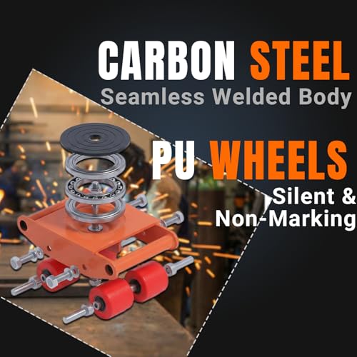 10Ton Machinery Mover & Furniture Dolly - 4 Pack Skate Dolly for Safes & Appliances, 20,000Lbs Machinery Skate with Non-Slip Cap, Heavy Furniture Moving Dolly Kit