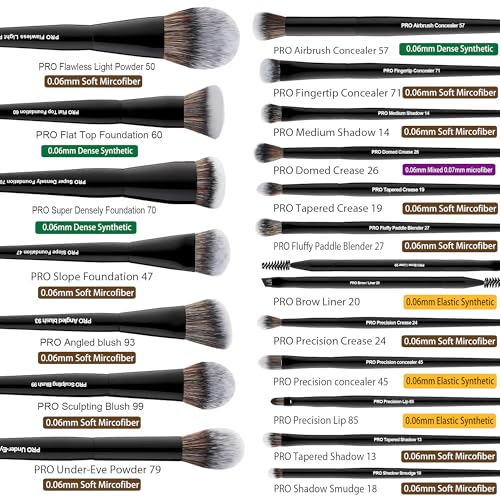 Bueart Design 19Pcs Professional Grade Labeled Makeup Brushes Set, Large Foundation Powder Contour Concealer eyeshadow Blush EyeLiner Make up Brushes,Premium Synthetic hair,Vegan Cruelty-free