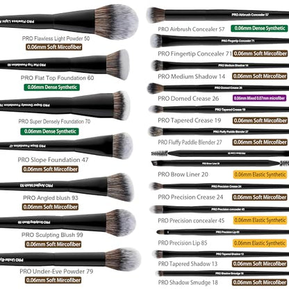 Bueart Design 19Pcs Professional Grade Labeled Makeup Brushes Set, Large Foundation Powder Contour Concealer eyeshadow Blush EyeLiner Make up Brushes,Premium Synthetic hair,Vegan Cruelty-free