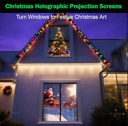 40" x 60" Holographic Rear Projection Screen, Portable Anti Crease Double Sided Window Projector Screen Hollusion Projection Materia for Christmas Videos Hologram Film Night - size: 40"W x 60"H