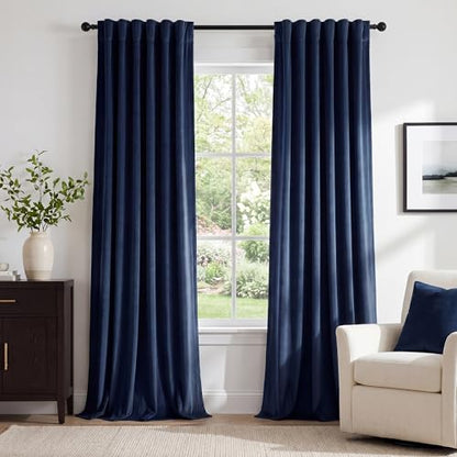 StangH Navy Blue Velvet Blackout Curtains for Living Room, W42 x L90, 2 Pcs - color: Blue Series - Navy Blue, size: 42"W x 90"L (Pack of 2)