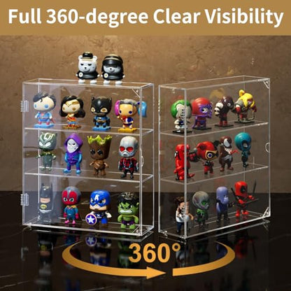 NIUBEE Acrylic Display Case for Figures, Dustproof Clear Wall Mount/Desktop | Magnetic Closure, Effortless Access, With Anti-slip Mat Ensures Stability For Collectibles Popmart Sonny Angel Amiibo Lego - size: 3 tiers