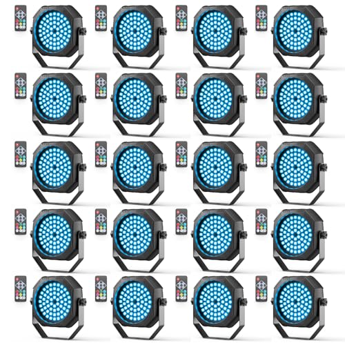 Battery Powered Stage Lights, Rechargeable Strobe Lights USB Powered Auto Sound Activated Control, 30W RGB LED Wireless Uplights for Events Wedding Party DJ Stage Dance - 20Packs - color: 20Pcs