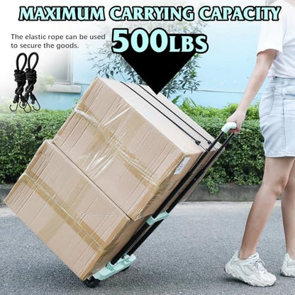 Folding Hand Truck Dolly Cart 500lbs for Travel/Home Use - color: Green