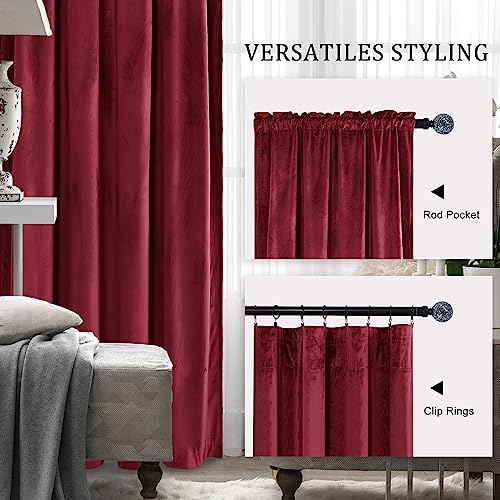 Hiasan Red Velvet Blackout Curtains 96 inches Long, 2 Panels, 42W x 96L - color: Wine Red, size: 42"W x 96"L (Pack of 2)