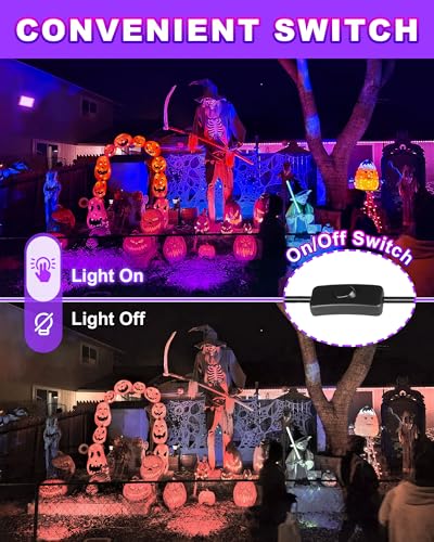 2 Pack 200W LED Black Light for Halloween, Waterproof Blacklight Glow Party | Neon Party, Birthday, IP66, Outdoor, Body Paint, Fluorescent Poster Tapestry, Bedroom, Classroom, 10ft Cord & Plug & Switch - style: 200W-2Pack