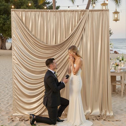 gogoparti 10x12FT Champagne Sequin Backdrop Curtain-2 Panels of 5x12FT Wrinkle-Free Glitter Drapes for Photography, Birthdays, Weddings & Graduations - color: Champagne, size: 5FT x 12FT(2 panels)