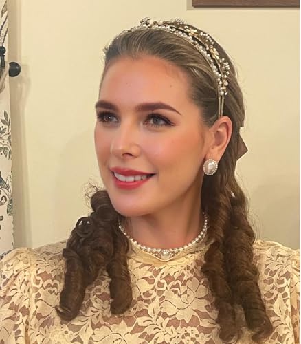 Victorian curls and ponytails, Gibson style clip-on hair and satin bow, perfect for historical replays, plays and Halloween (Light Blonde) - color: Blonde1