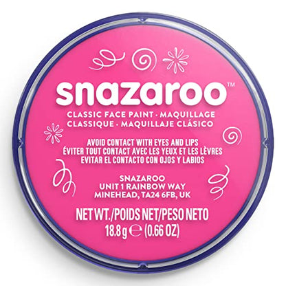 Snazaroo Classic Face and Body Paint, 18.8g Pot, Bright Pink | Non-Toxic Hypoallergenic, Safe, Washable, Face & Body Paint for Halloween, Cosplay Costumes, Dress Up, Parties and Festivals - color: Bright Pink, style: 18.8g (0.66-oz) Pot