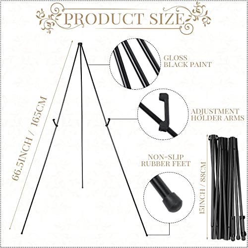 Yexiya 10 Pcs 65 Inch Easel Stand for Display Bulk, Foldable Metal Display Easel Holders with Bag Black Floor Tripod Portable for Wedding Sign Poster Artist Painting Canvas, Hold 44 Lbs