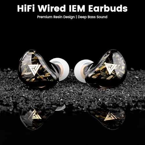 Kaiser Wired Earbuds, in Ear Monitor Headphones, HiFi Stereo IEM Dual Driver Noise Isolating 3.5mm Jack for Gaming Music Laptop Musicians (Black, Without Mic) - color: Black no mic