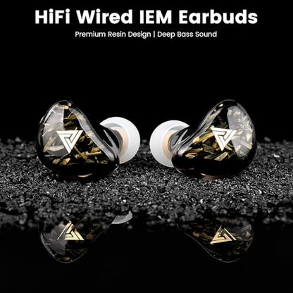 Kaiser Wired Earbuds, in Ear Monitor Headphones, HiFi Stereo IEM Dual Driver Noise Isolating 3.5mm Jack for Gaming Music Laptop Musicians (Black, Without Mic) - color: Black no mic