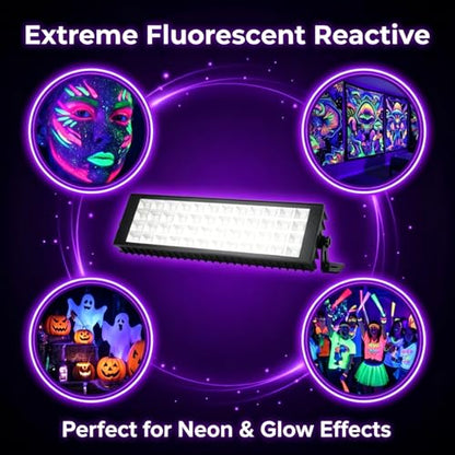 120W LED Black Light Bar, Blacklight for Glow Party, Flood Light with 10ft Cord+Switch, Glow in The Dark for Halloween, Party, Birthday, Body Paint, Fluorescent Poster, Bedroom - size: 1pcs