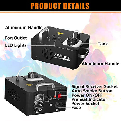 XWSTGEQ 1000W Vertical Fog Smoke Machine with LED Lights Wireless Remote