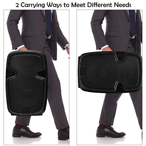 GOFLAME 2000W 2-Way Powered Speakers, 12" Portable Dual Speakers PA System with TWS Bluetooth, USB SD Card, AUX MP3 FM Radio, Microphone, 2 Tripod Stands, Remote Control and Cables