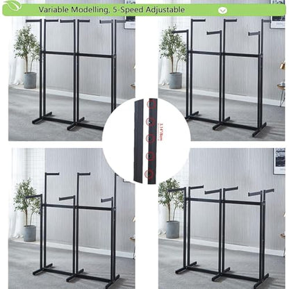 Floor Standing Metal Garment Rack - Heavy Retail Display Racks With Wheels | 8 Arms Clothing Rack, Square Tubing Portable Shirt Rack, Merchandise Display RackFor Hanging Clothes (L-Pink) - color: L-Pink