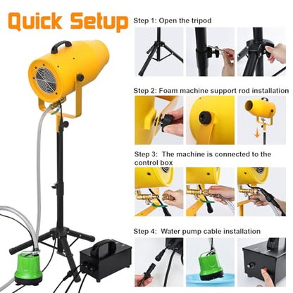 Foam Party Machine,1000W Outdoor Foam Machine With Adjustable Tripod Stand | Continuous Foam Output, 3-5m Spray Distance, Water Pump Design, 34-46 Inch Adjustable Stand for Lawn and Backyard - color: Yellow4