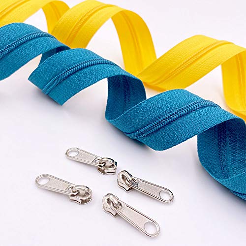 10Yards Bulk Zippers #3 Nylon Coil Zippers by The Yard with 15pcs Auto-Lock Zipper Sliders and 10pcs Silver Pulls for Sewing Crafts Bages(#3 Brown) - color: Seal Brown